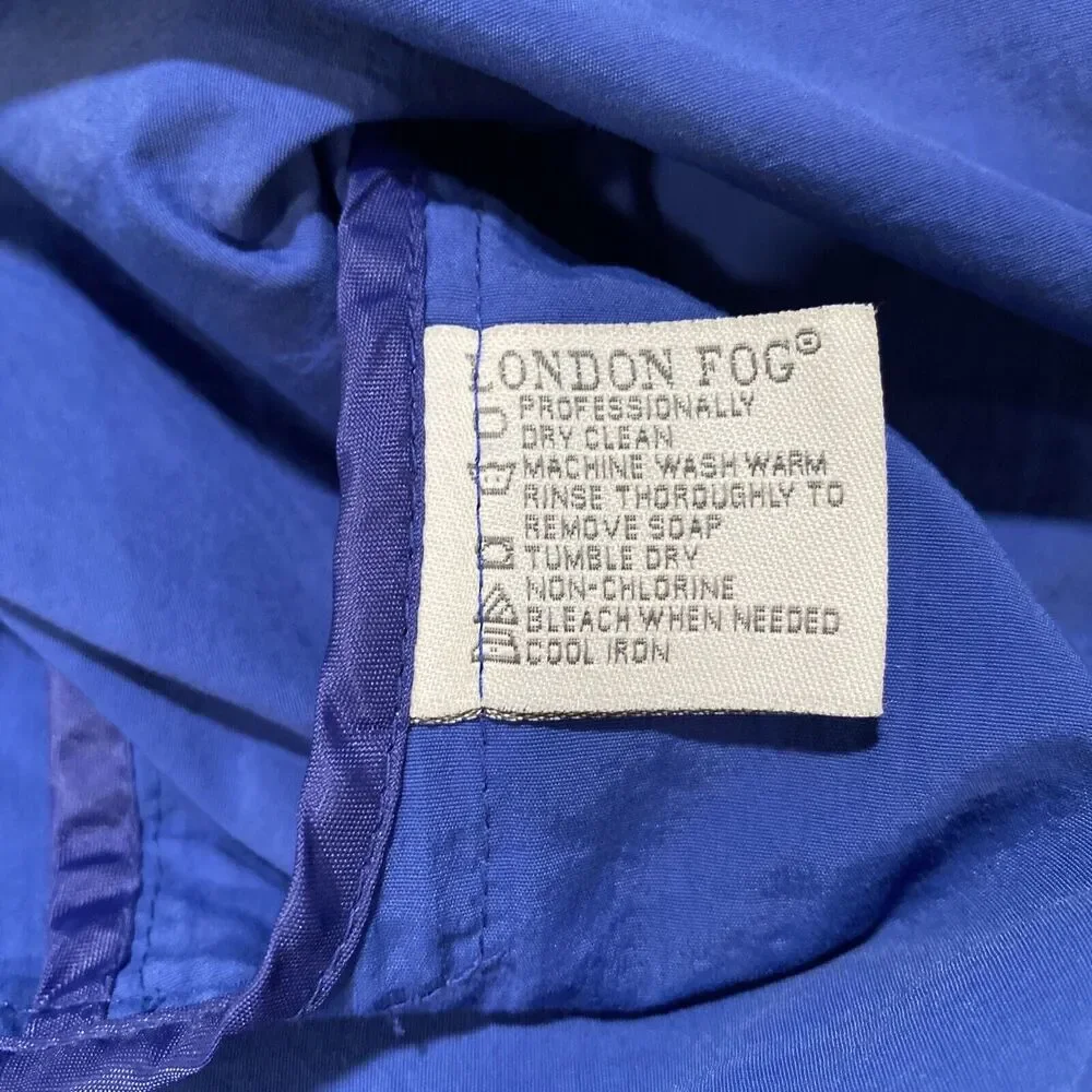 London Fog Mens‎ Royal Blue Hooded Anorak Half Zip Windbreaker Jacket Size M